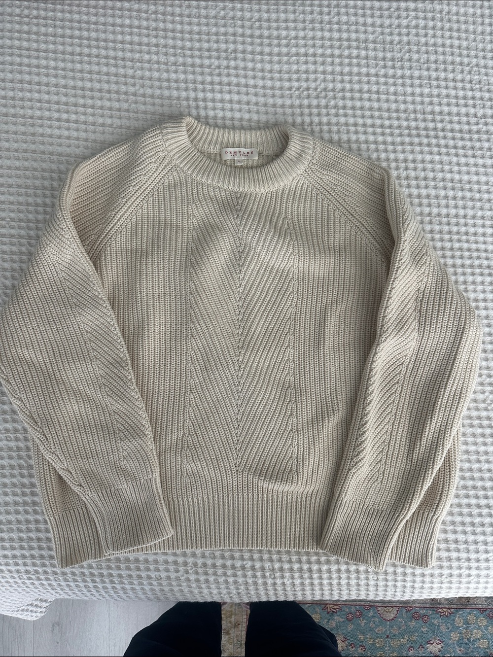 Demylee Cream Ribbed Knit Sweater